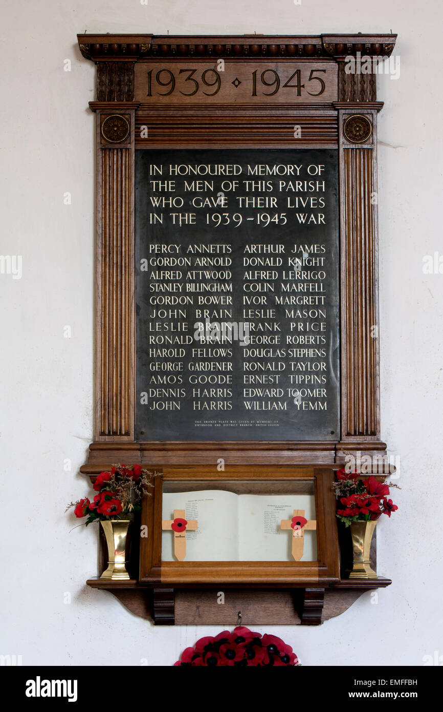 War memorial in Holy Trinity Church, Drybrook, Forest of Dean