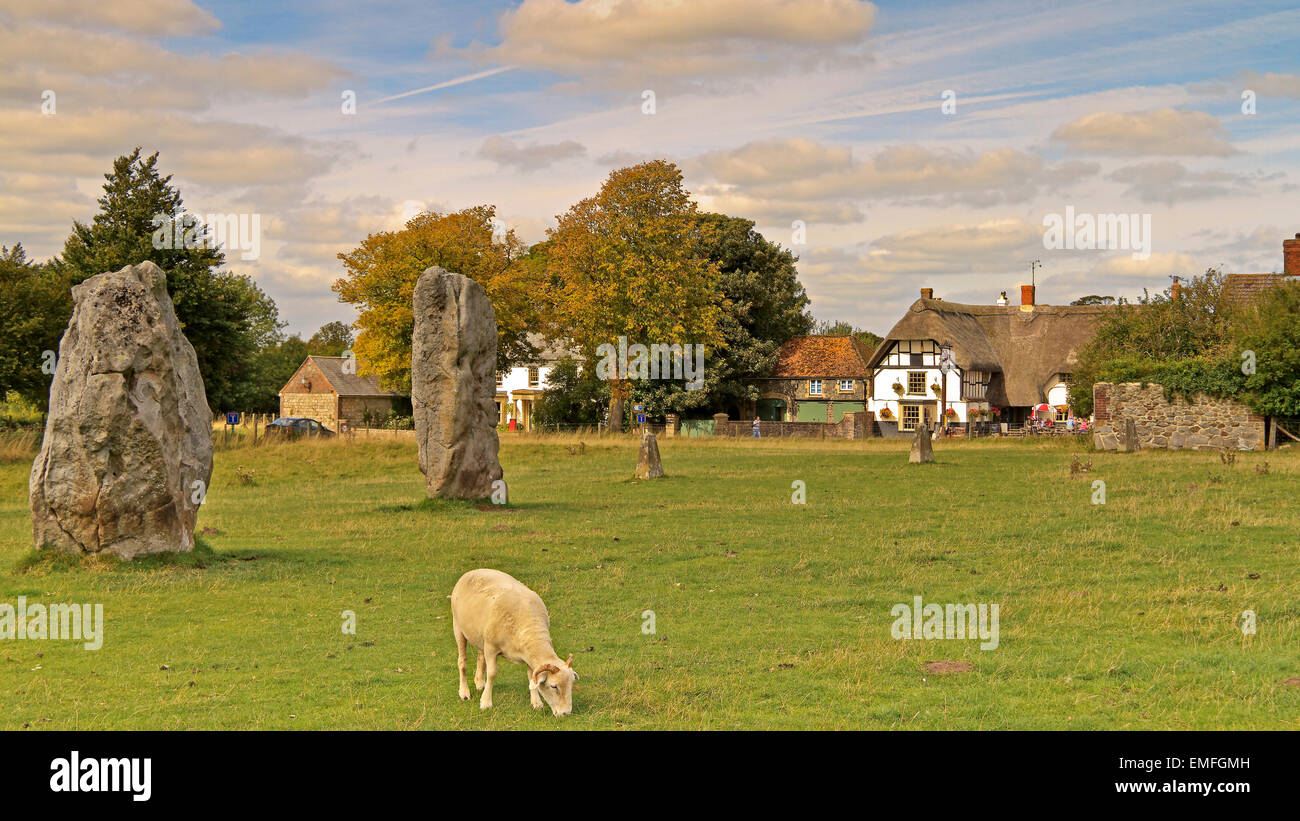 UK Wiltshire Avebury Village Stock Photo