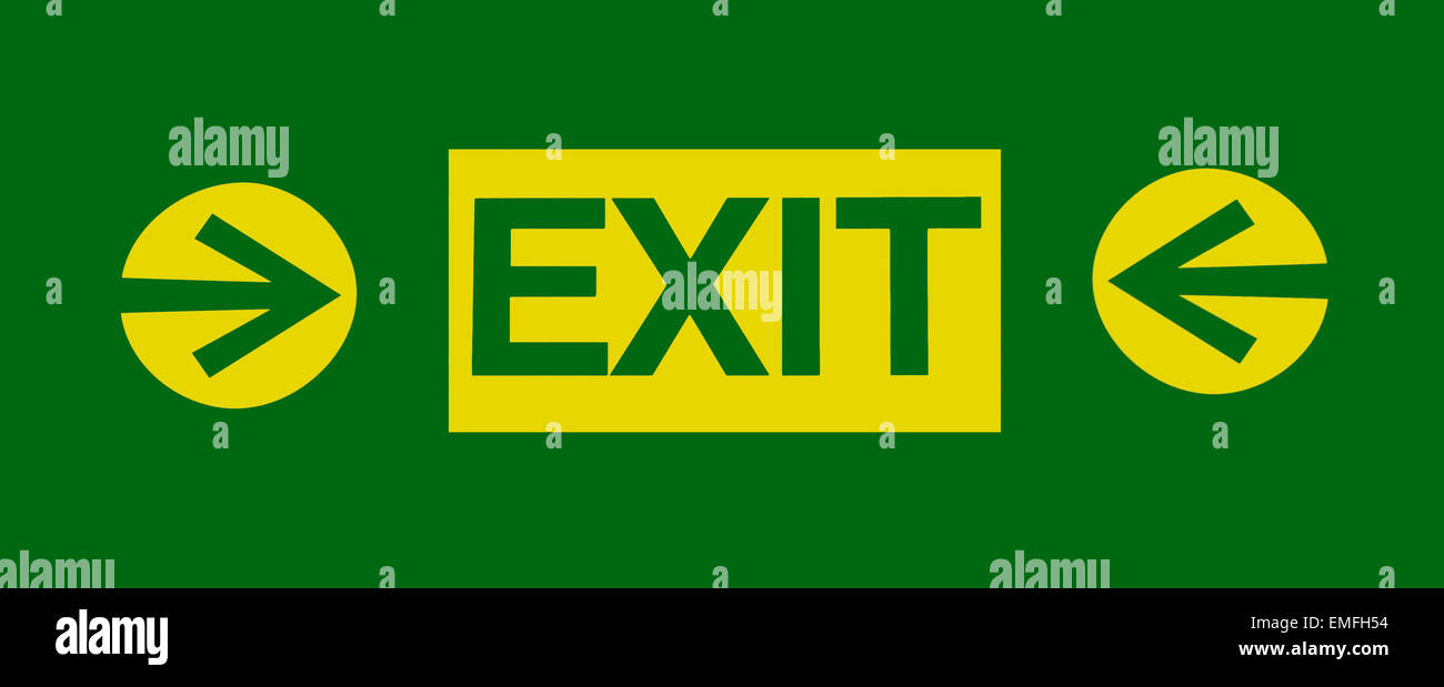 Exit sign isolated on green background Stock Photo