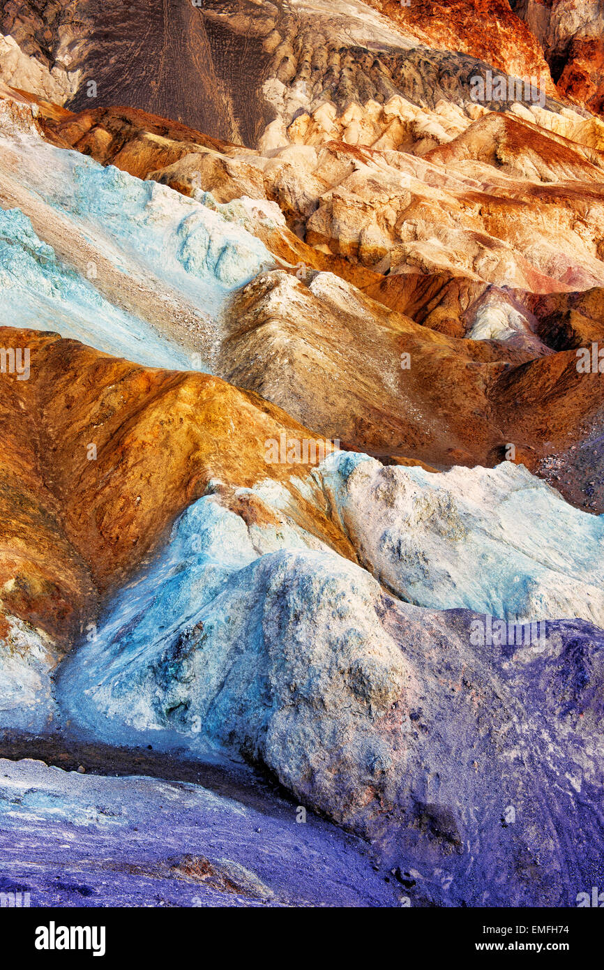 The oxidation of many different metals created the Artist Palette in California's Death Valley National Park. Stock Photo