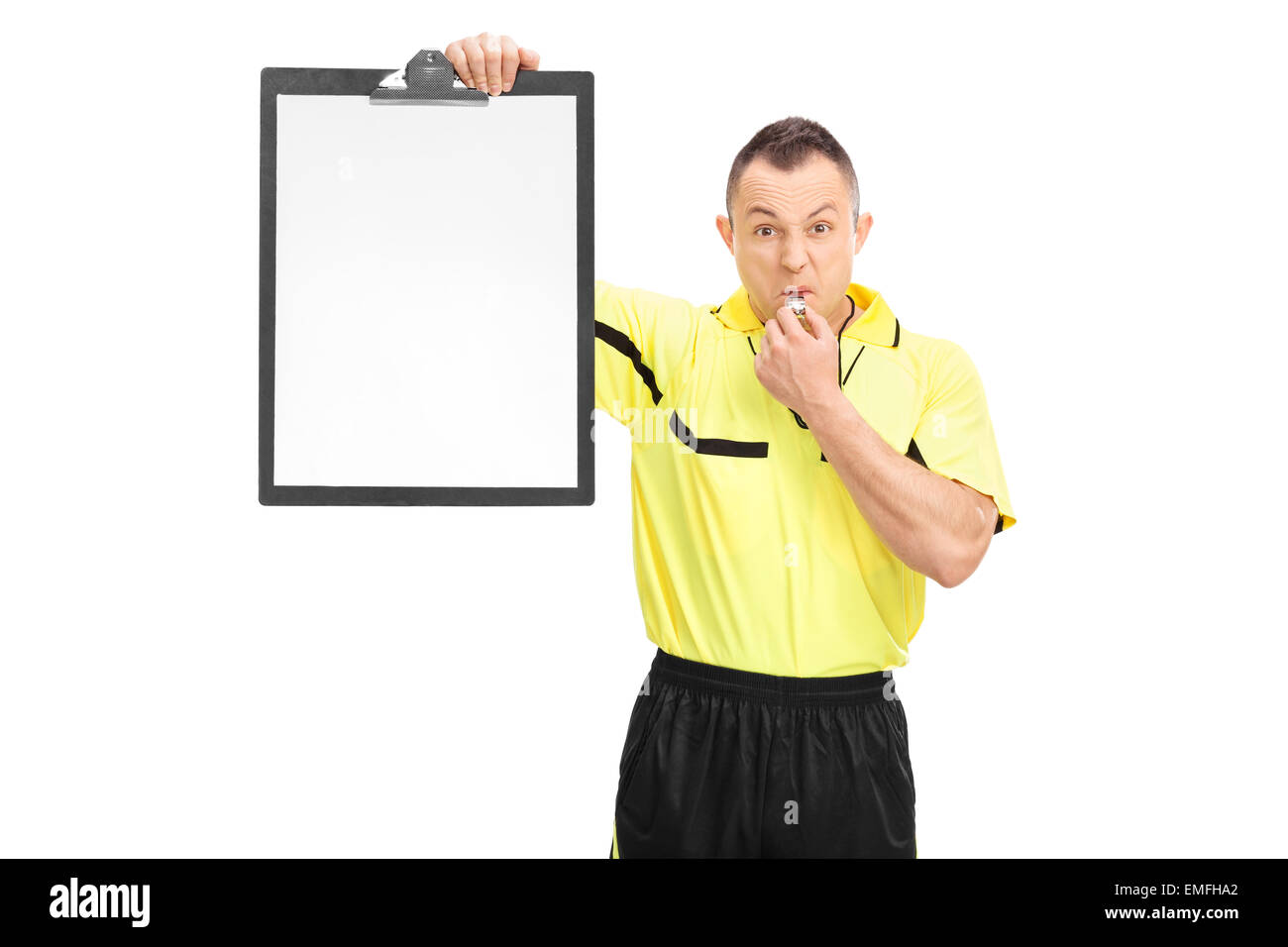 Referee Shirt with whistle and red and yellow cards Stock Vector Image &  Art - Alamy