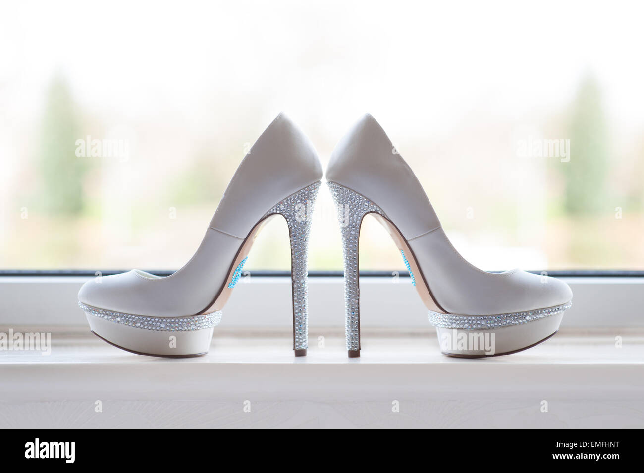 brides wedding shoes Stock Photo