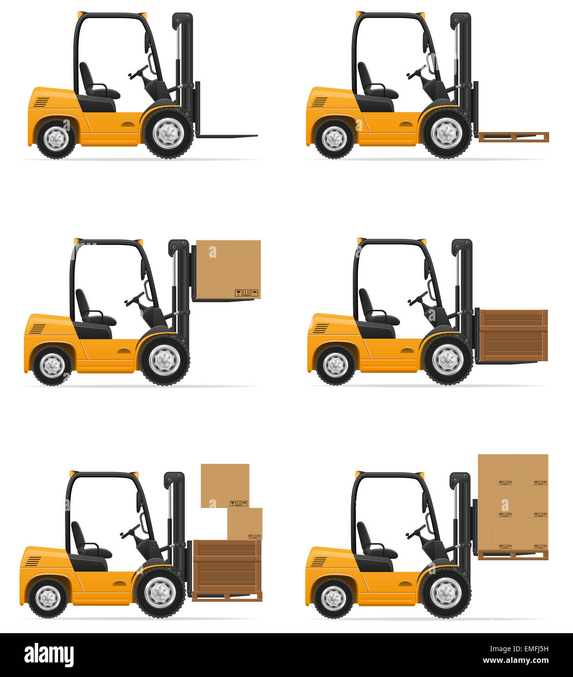 forklift truck illustration isolated on white background Stock Photo