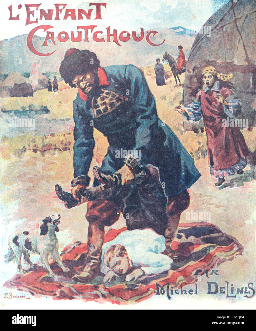 The Rubber Child or Double-Jointed Boy 1910 Book Cover of Early Adventure Story by Michel Delines 1910 Stock Photo