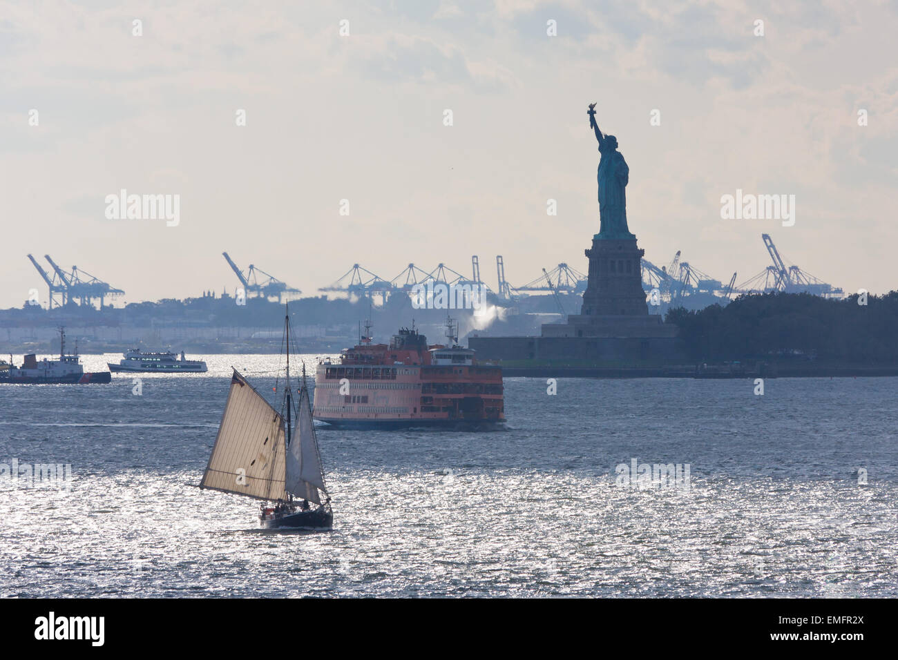 statue of liberty seen from brooklyn New York October 2008 Stock Photo