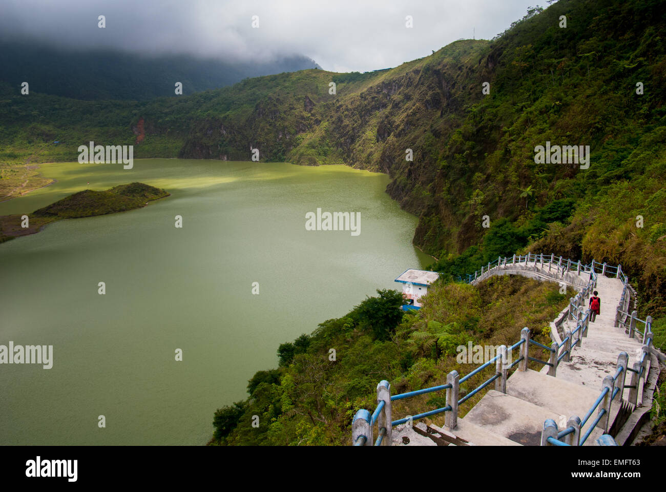 Crater lake of Mount Galunggung volcano, West Java, Indonesia. Stock Photo