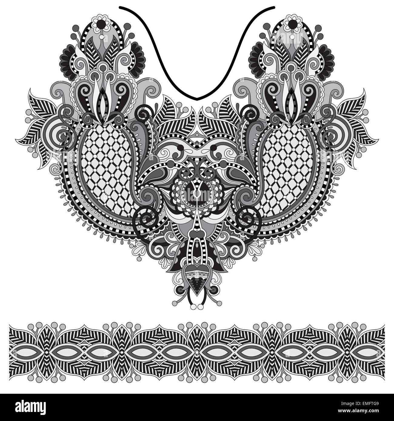 Neckline grey embroidery fashion Stock Photo - Alamy