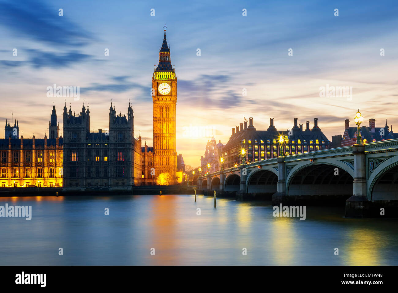 Big Ben clock tower in London at sunset, UK Stock Photo Alamy