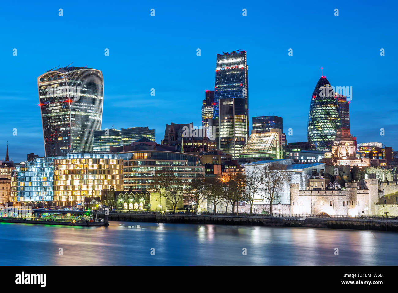City of London Skyline At Night Stock Photo