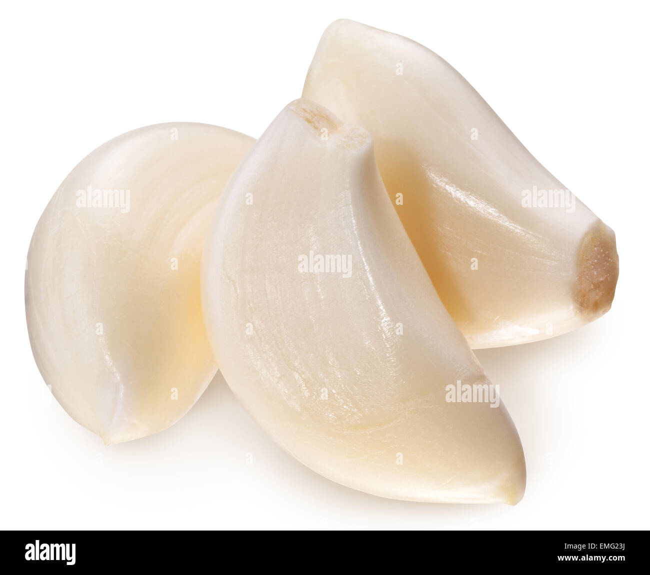 Peeled garlic cloves isolated on a white background Stock Photo - Alamy
