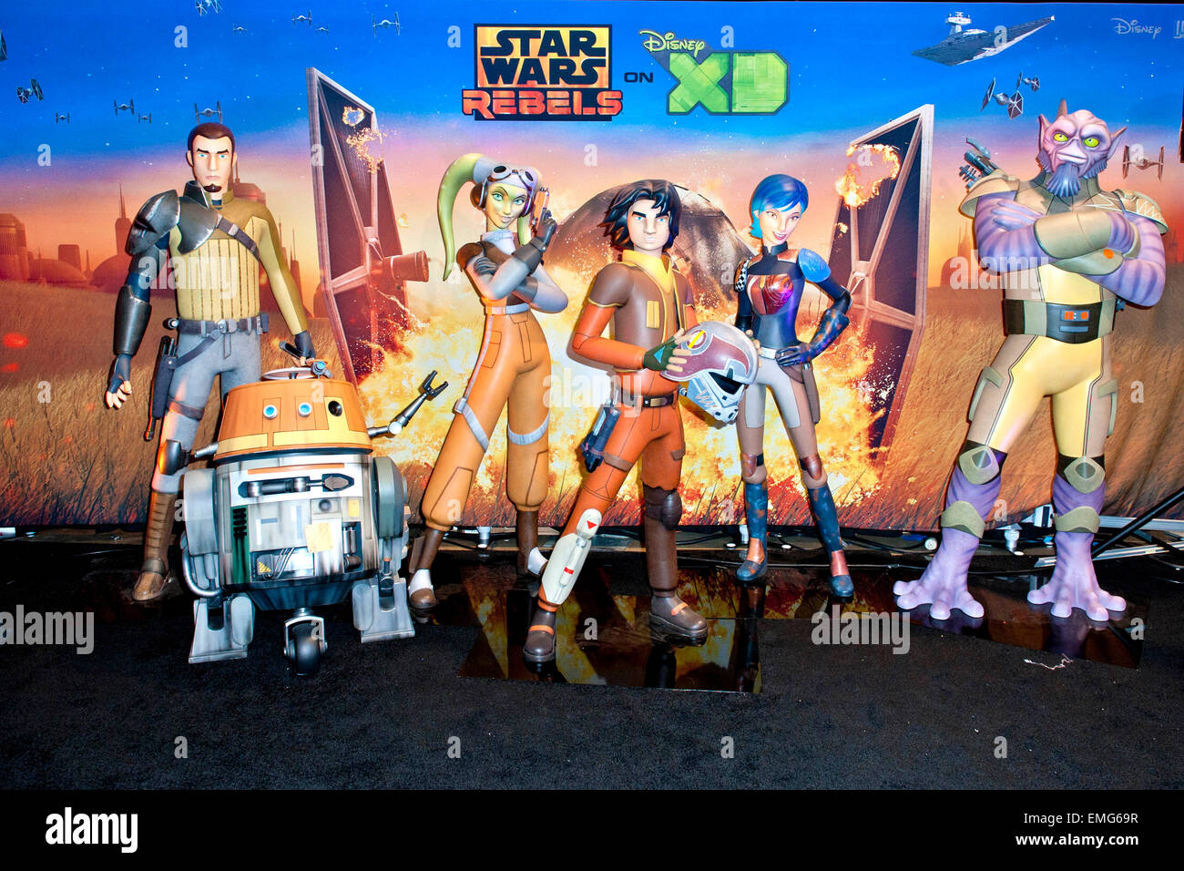 Anaheim. 19th Apr, 2015. 'Star Wars Rebel' figures at the Star Wars Celebration on April 19, 2015 in Anaheim./picture alliance © dpa/Alamy Live News Stock Photo