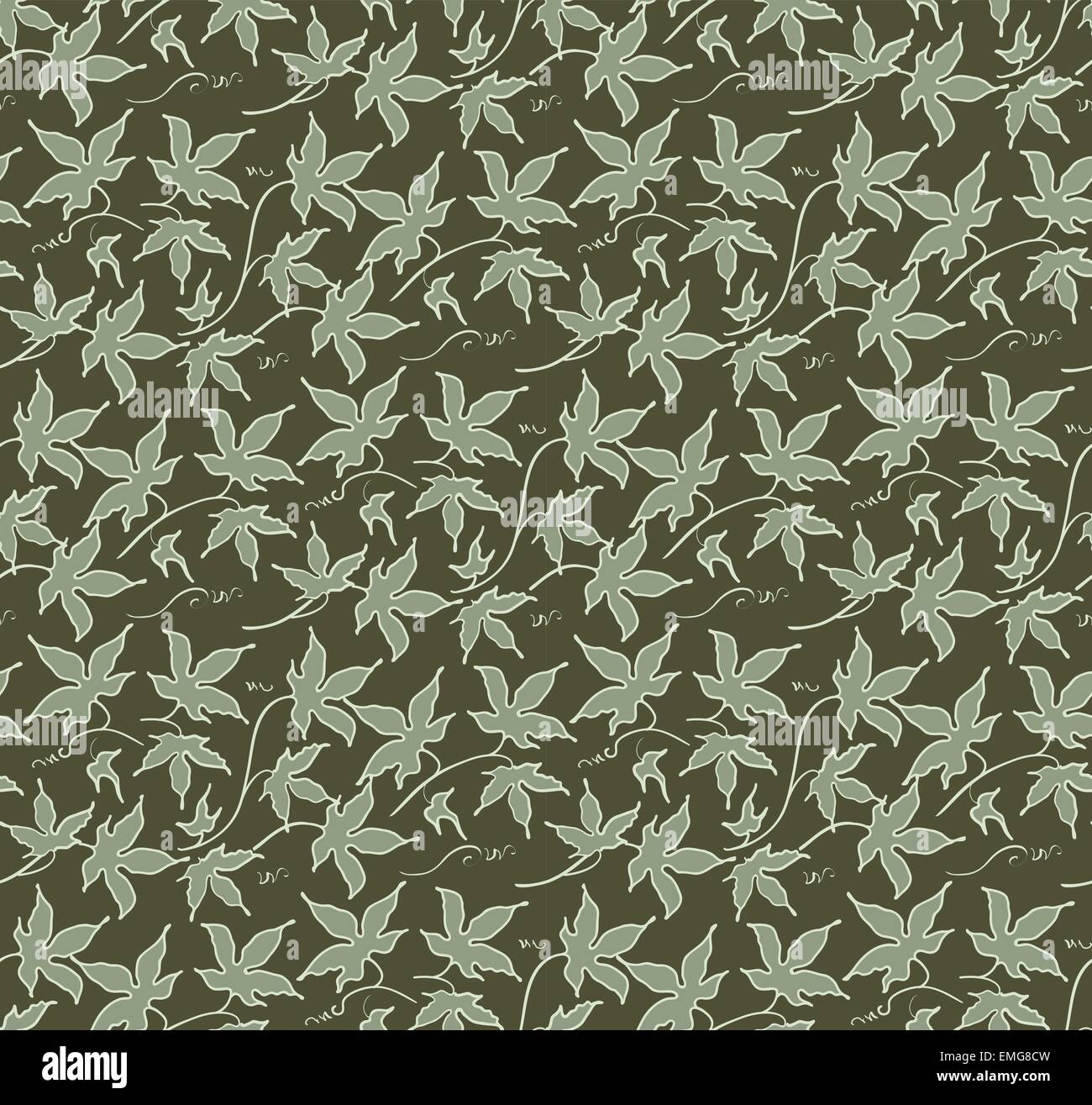 Vintage floral seamless pattern. Classic hand drawn ivy leaves Stock Vector