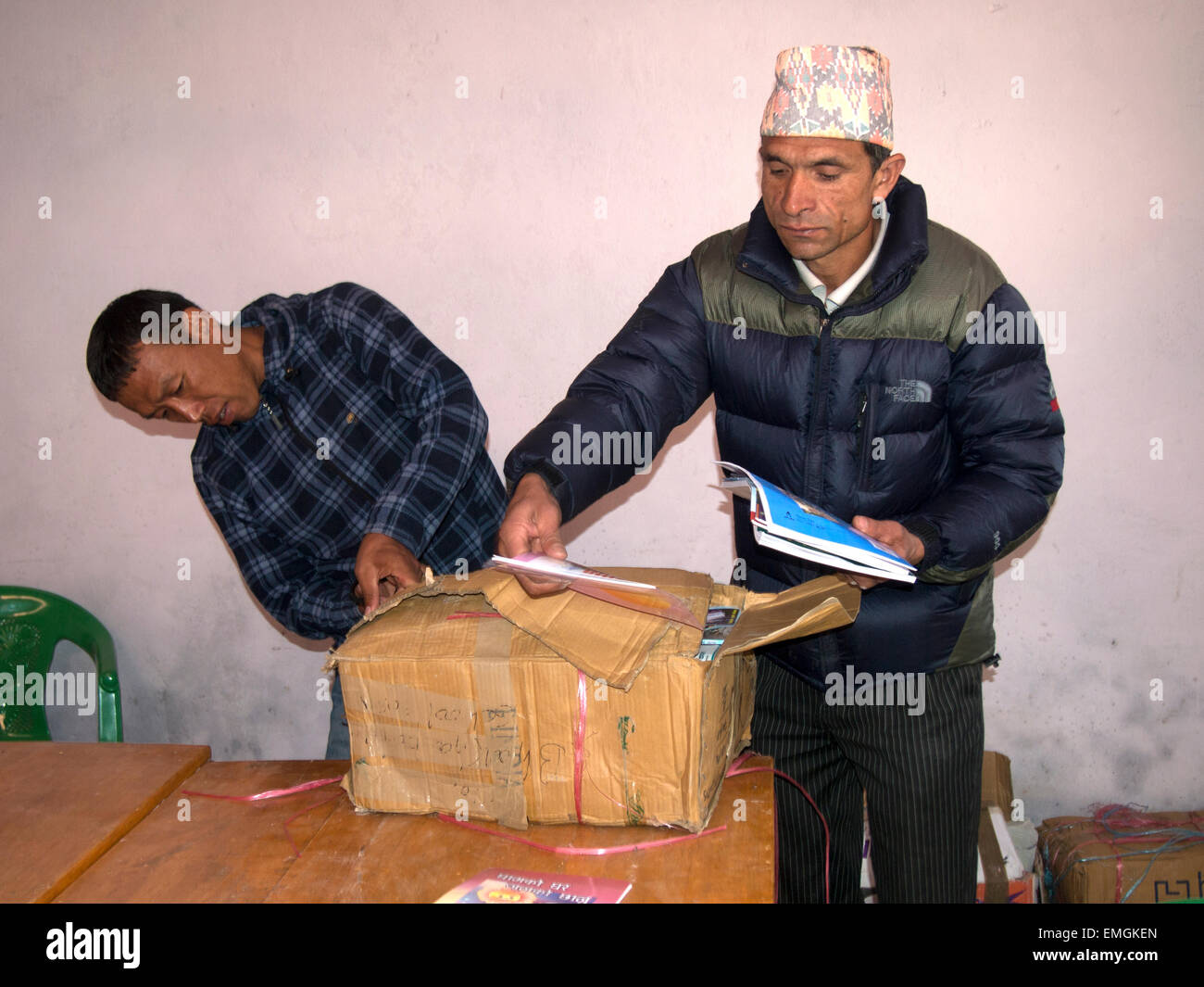 School Teachers Books Education Lukla Nepal Asia Stock Photo