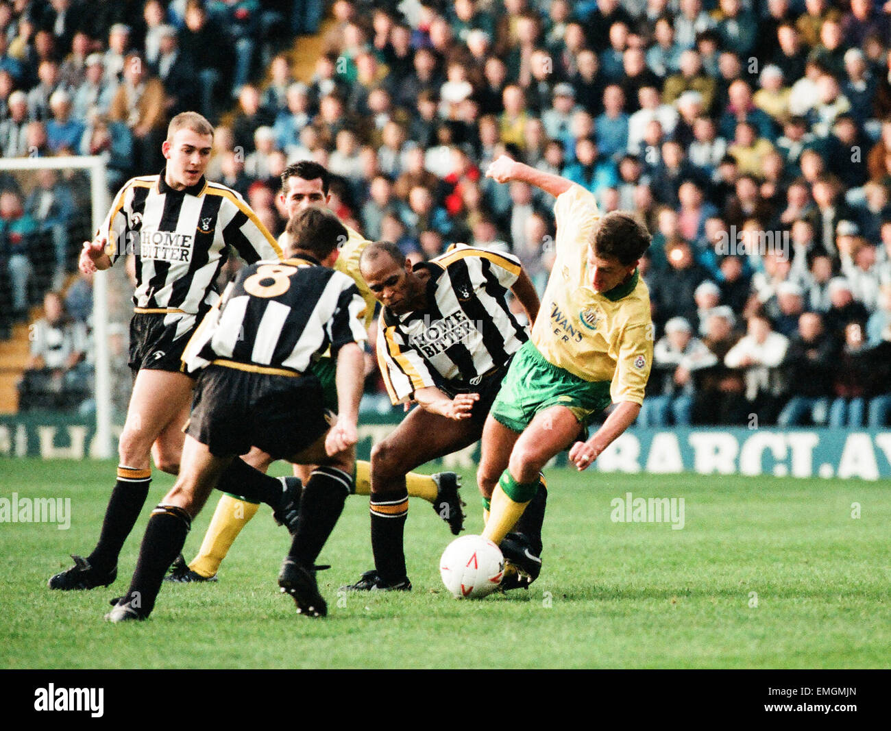 Championship League match at Meadow Lane. Notts County 0 v Newcastle United 2. Action form the match. 5th December 1992. Stock Photo
