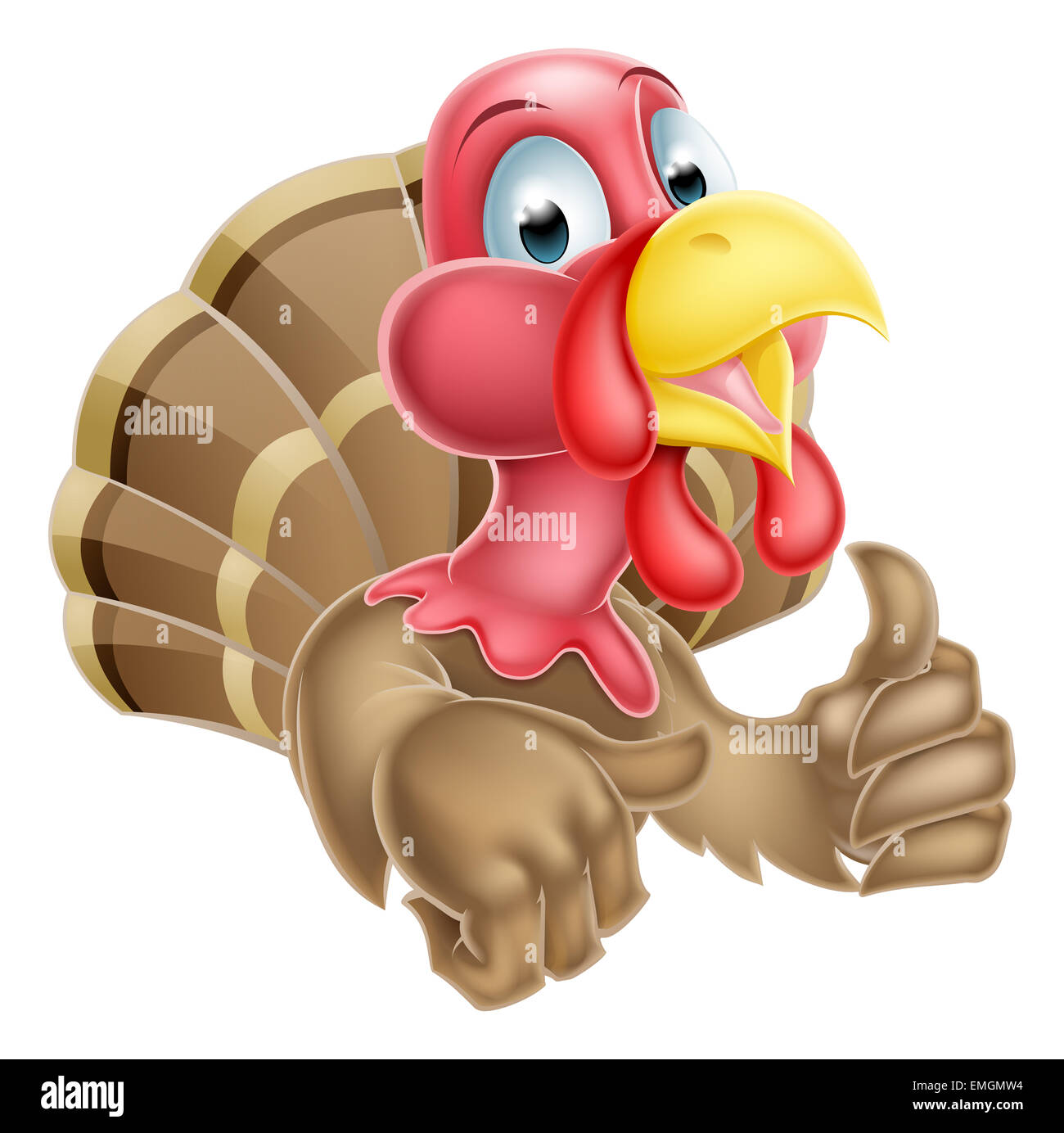Cute cartoon turkey mascot giving a thumbs up Stock Photo - Alamy