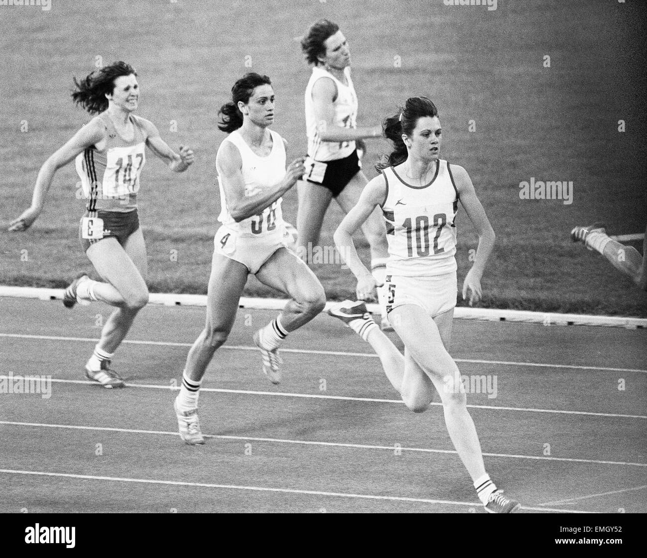 British athlete Kathy Smallwood in action to win her heat of the Women's 200 metresat the Olympic Games in Moscow. 29th July 1980. Stock Photo