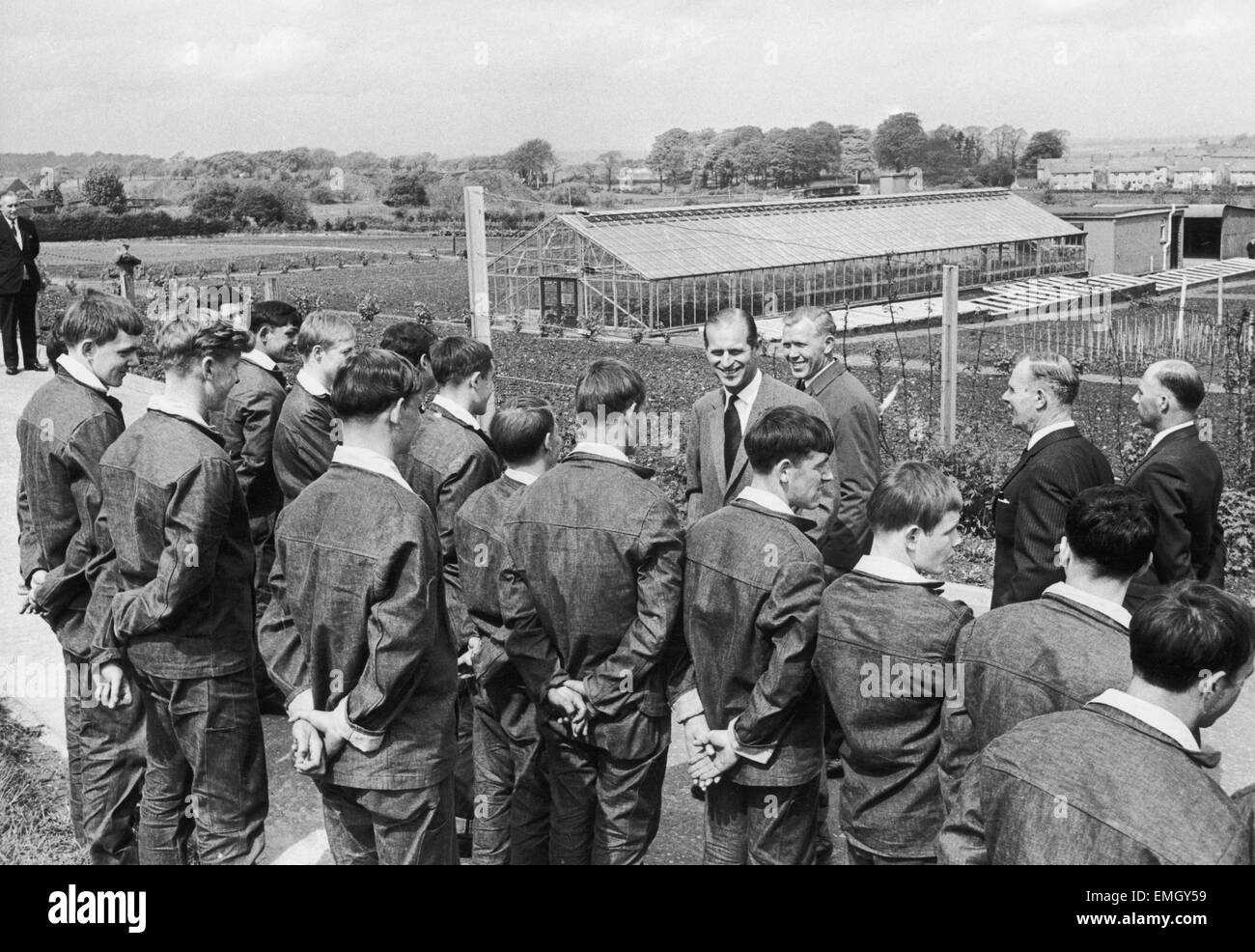 Prince Philip, Duke of Edinburgh, talks to 14 borstel boys during his visit to Polmont Young Offenders Institution in Reddingmuirhead, Falkirk, 28th May 1969. Stock Photo