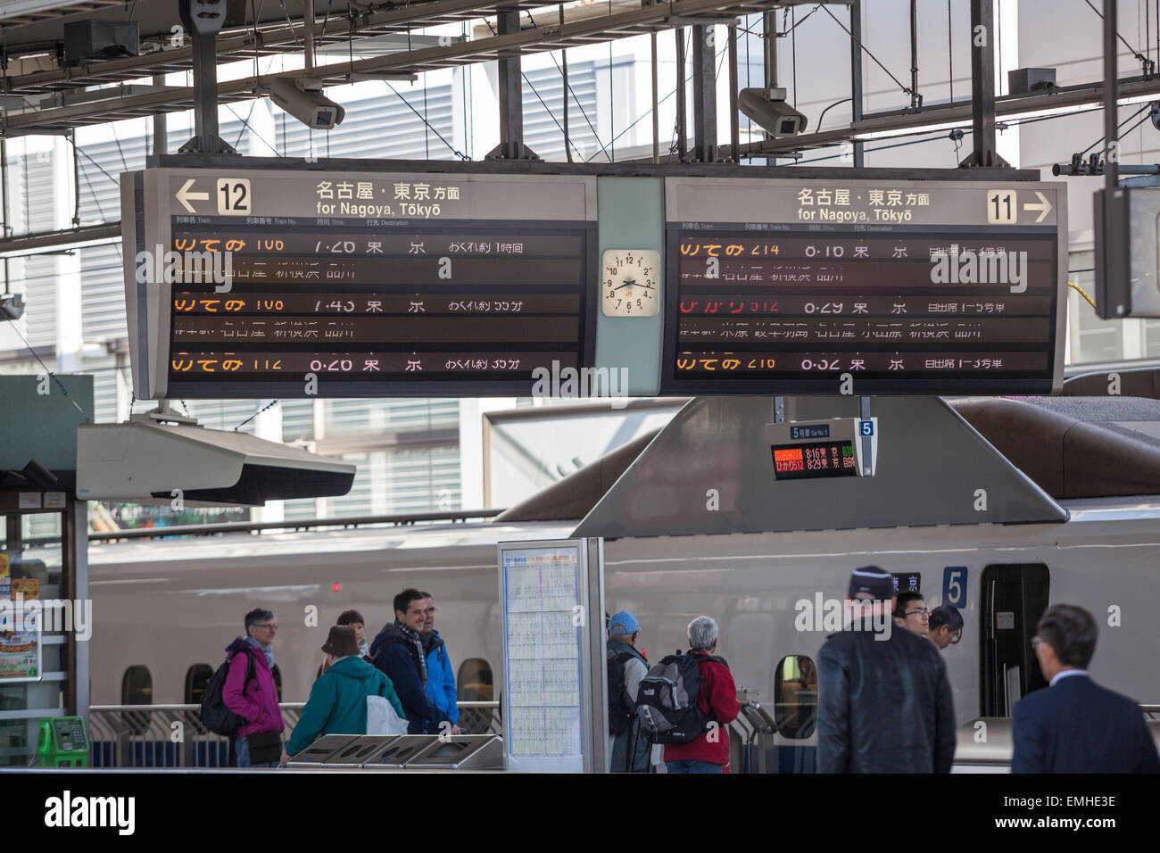 Information board is at the railway station in Tokyo in Japanese
