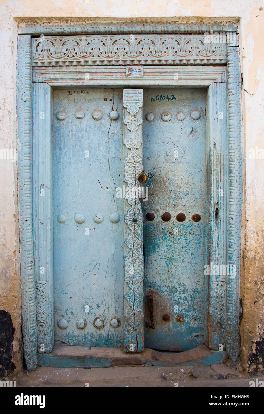 wooden doors in Zanzibar Stock Photo Alamy