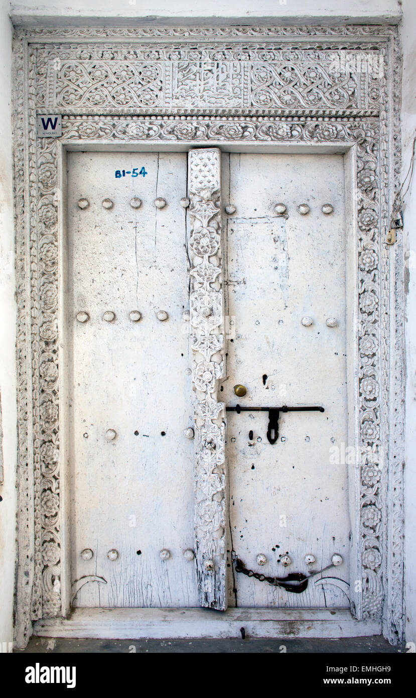 wooden doors in Zanzibar Stock Photo Alamy