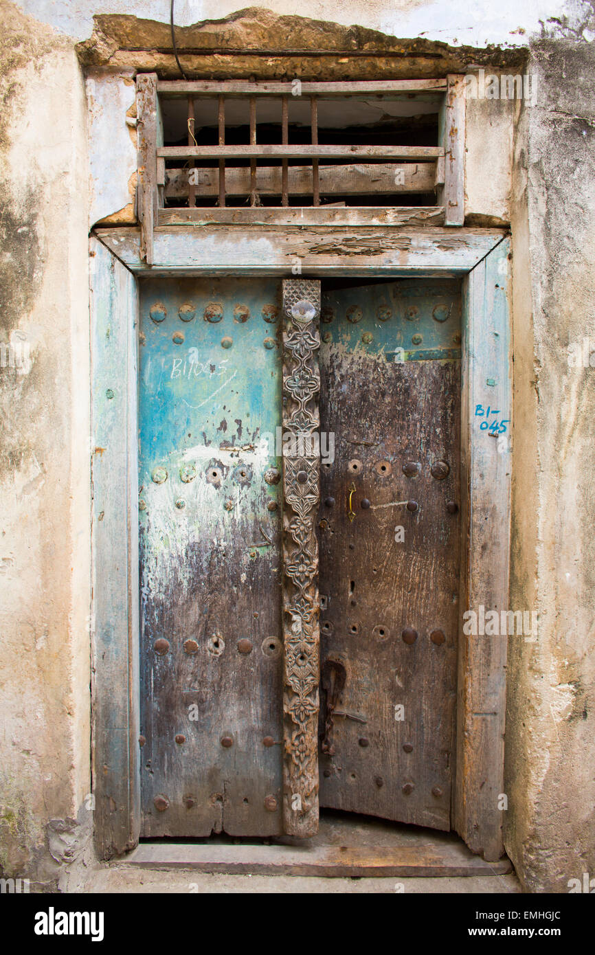 wooden doors in Zanzibar Stock Photo Alamy