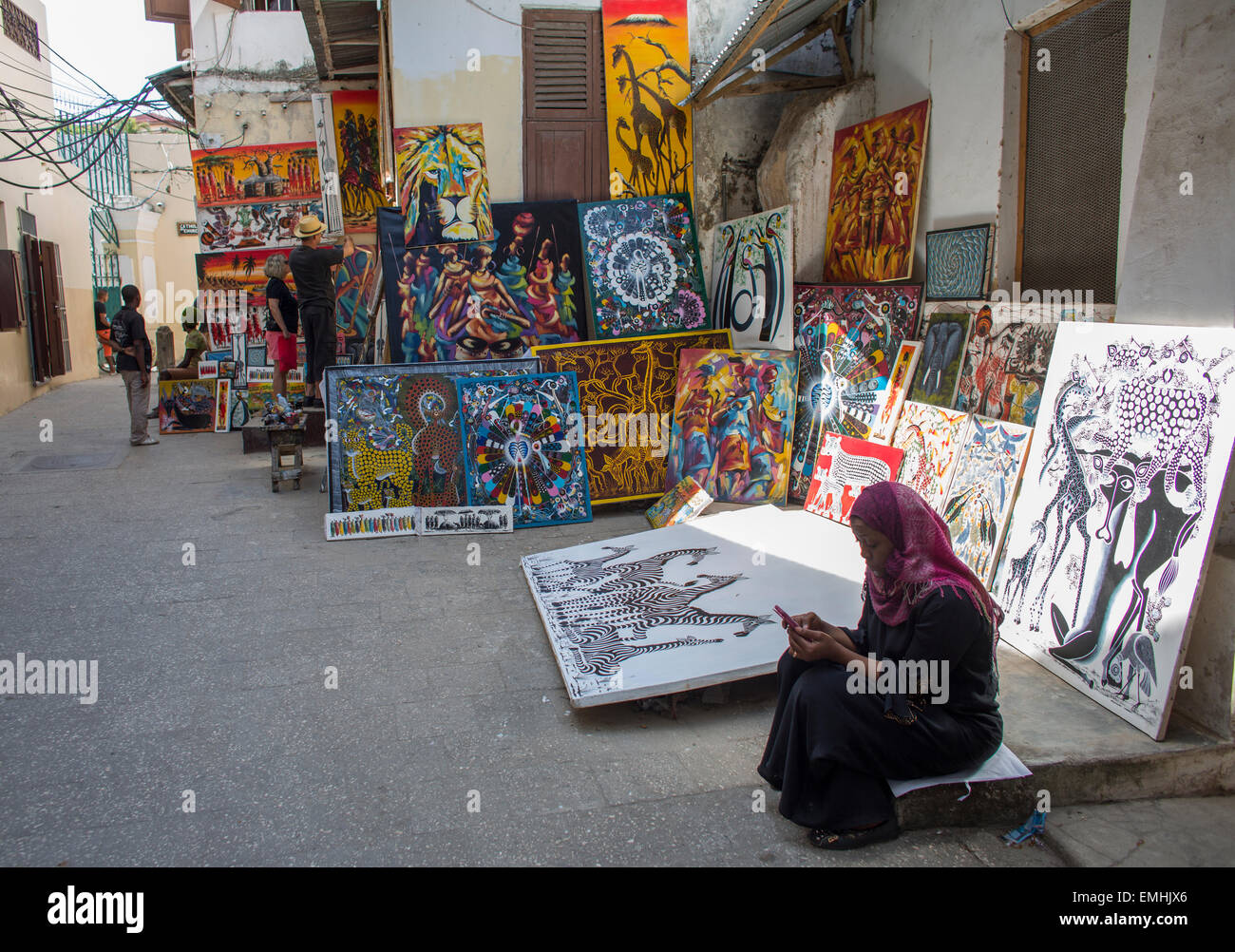souvenir shop in Zanzibar Stock Photo Alamy