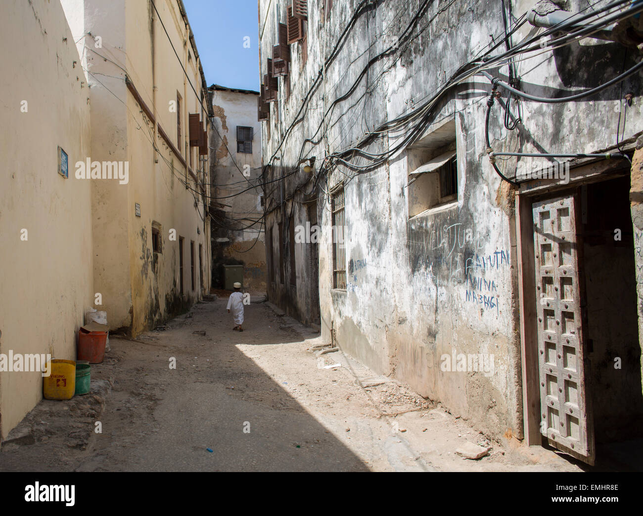 narrow streets in Zanzibar stone town Stock Photo