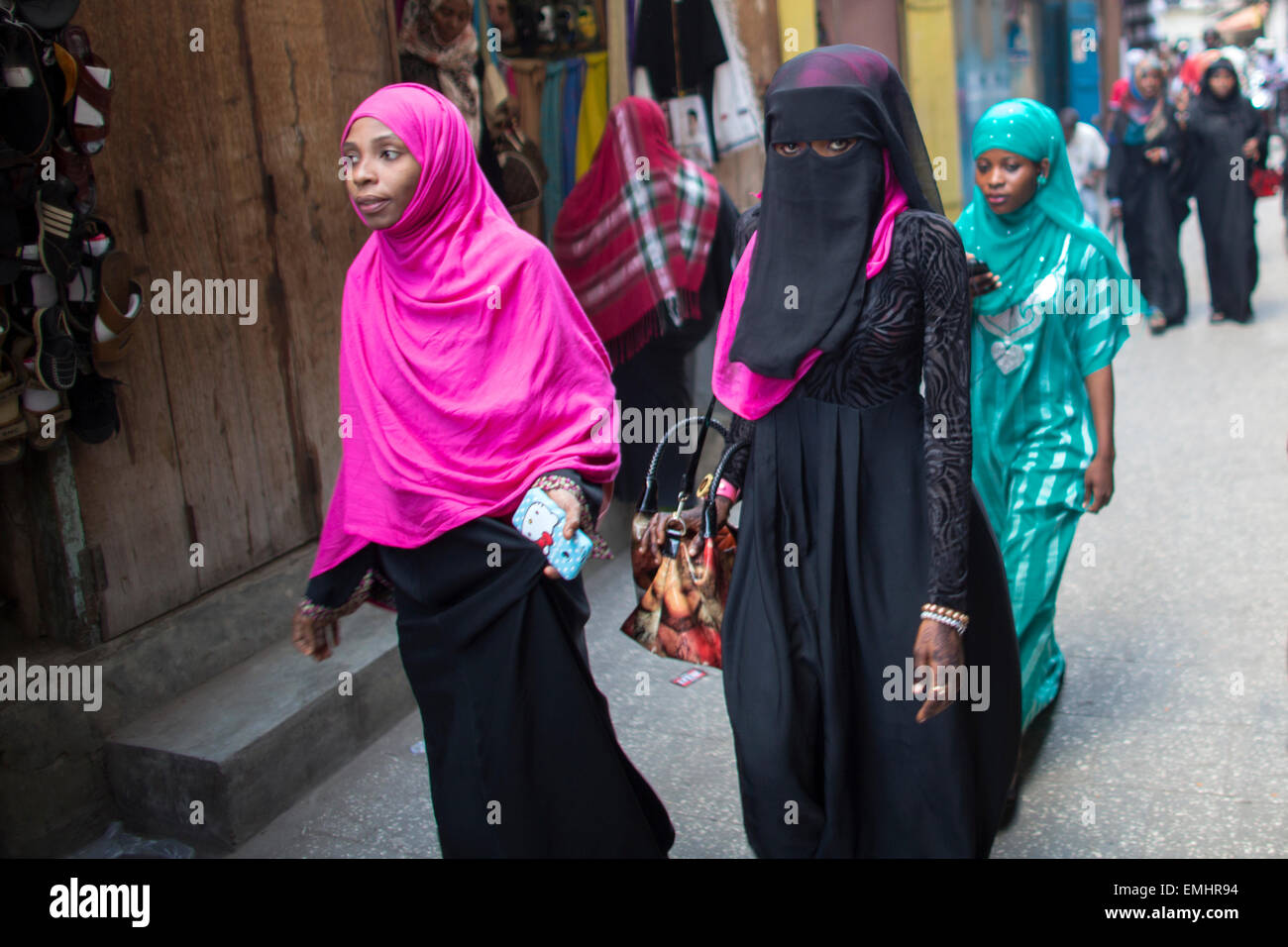 women in traditional dresses in Zanzibar Stock Photo Alamy