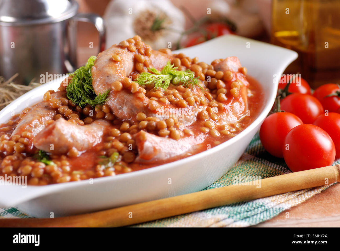 sausage and lentils a traditional Italian recipe Stock Photo Alamy