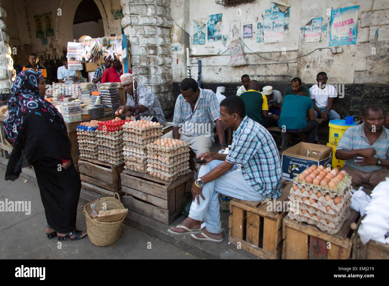 egg vendor in Stone Town's market in Zanzibar Stock Photo Alamy