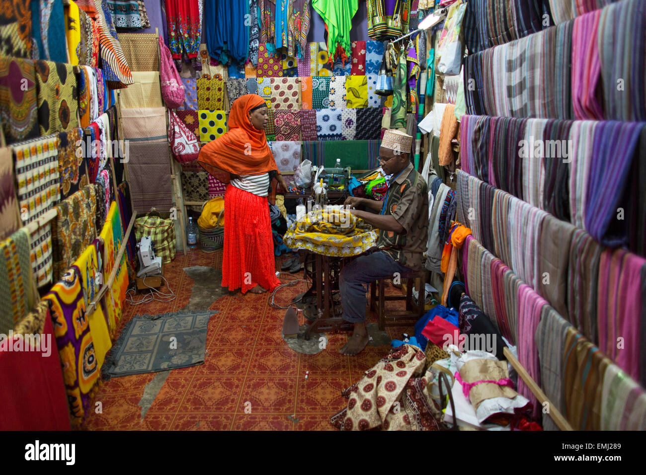 clothes shop in Stone Town's Zanzibar Stock Photo Alamy