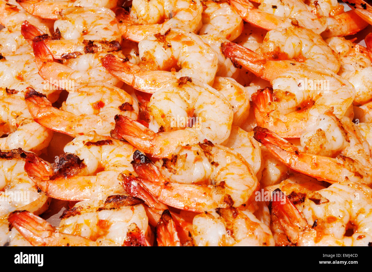 Barbecue Shrimp, Close-Up Stock Photo