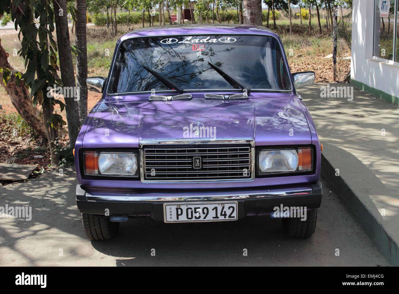 Russian made Lada auto at Havana Cuba Stock Photo