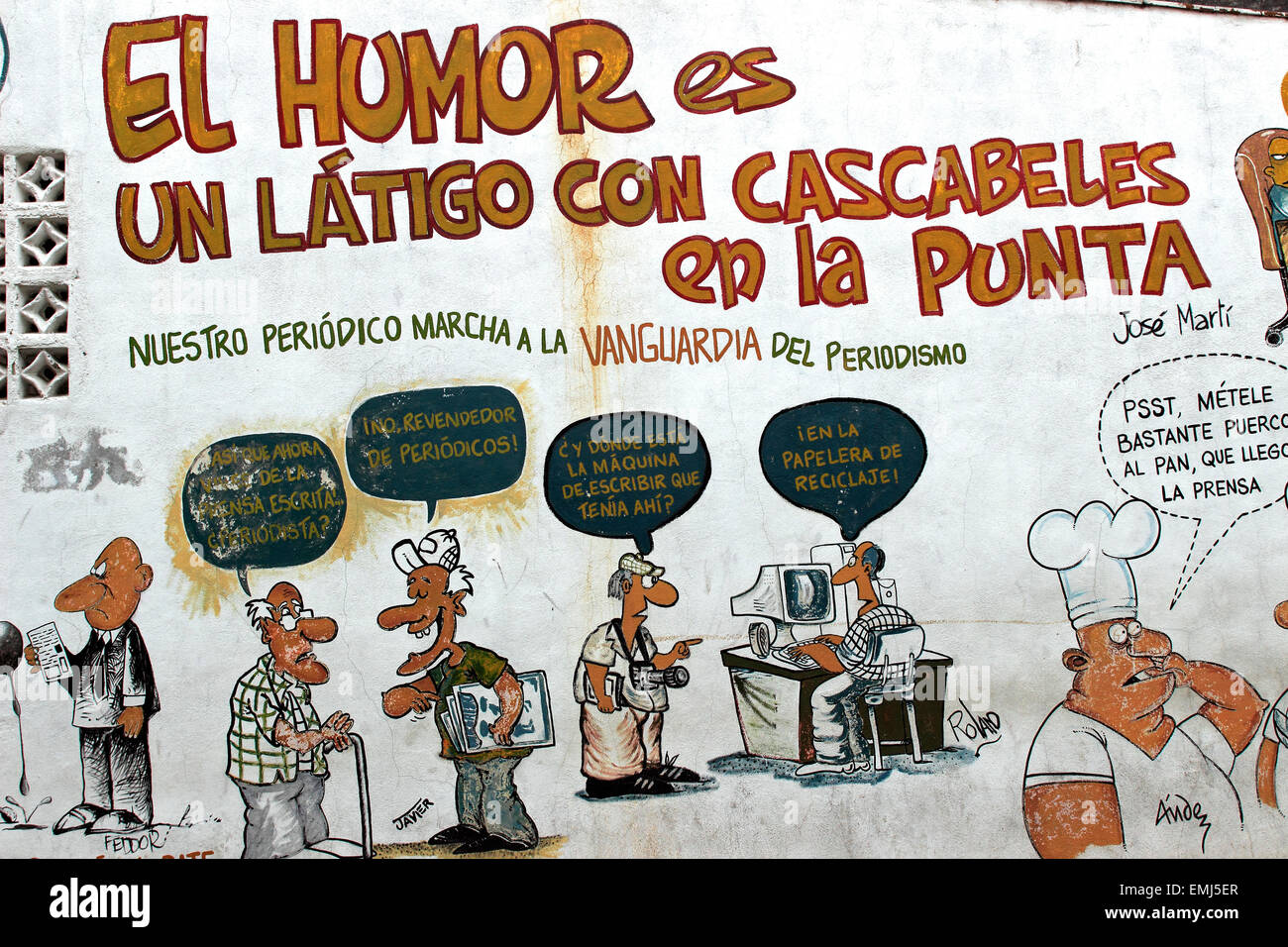 Wall art advertising a humor magazine Santa Clara Cuba Stock Photo