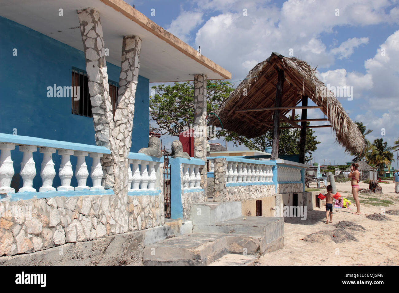 Beach house on the beach at Zapata Peninsula Cuba Stock Photo