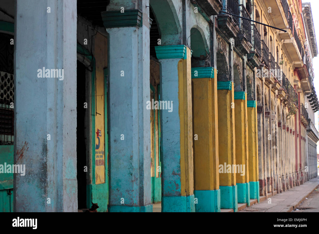 Decaying residential building facades Old Town Habana Vieja Havana Cuba Stock Photo