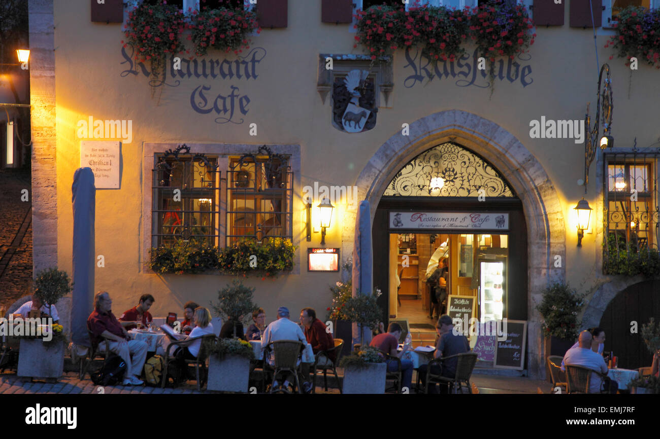 Germany, Bavaria, Rothenburg ob der Tauber, restaurant, people, Stock Photo