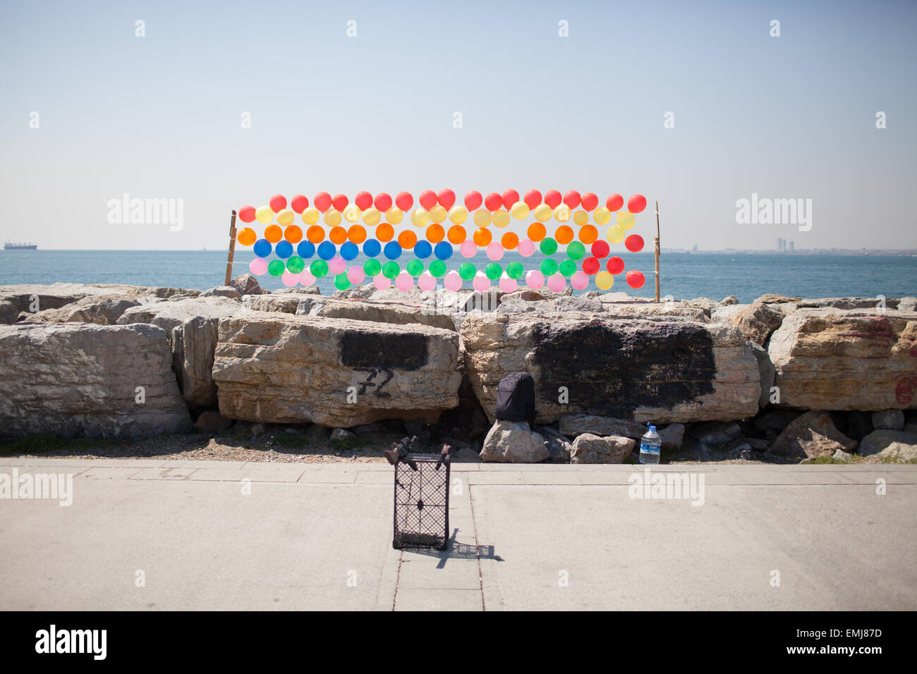An improvised shooting range in Kadikoy, Istanbul's Asian side. For a fee, you can shoot an air