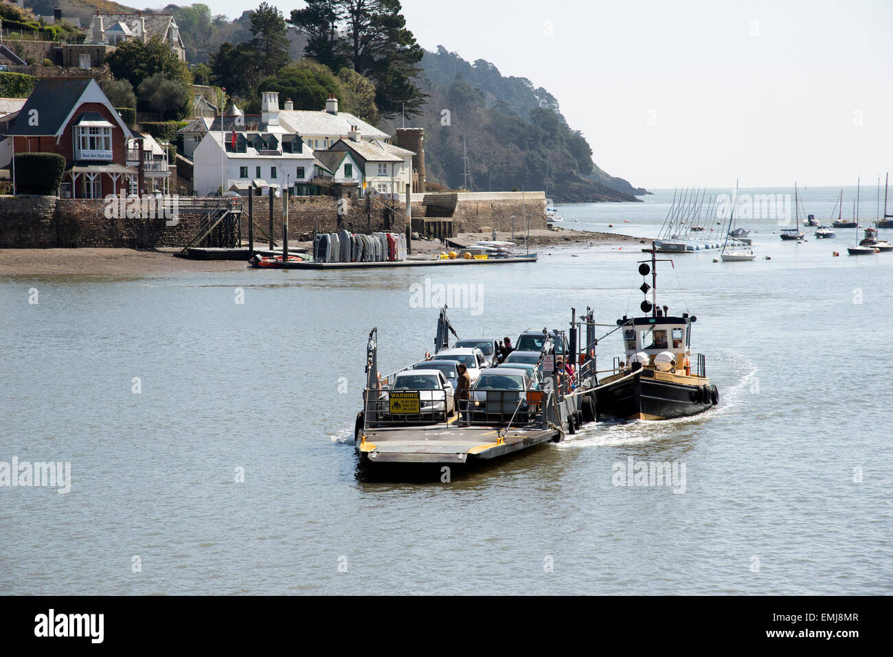 Car and passenger ferry on the River Dart Devon England UK The lower