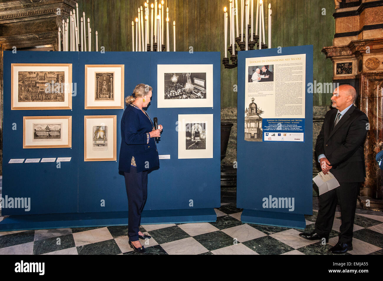 Turin, Italy. 21st Apr, 2015. Italy Piedmont Turin Royal Palace opening of the 'the places of ostension  in the centuries' Maria Gabriella di Savoia and Luigi Compagnoni. Credit:  Realy Easy Star/Alamy Live News Stock Photo