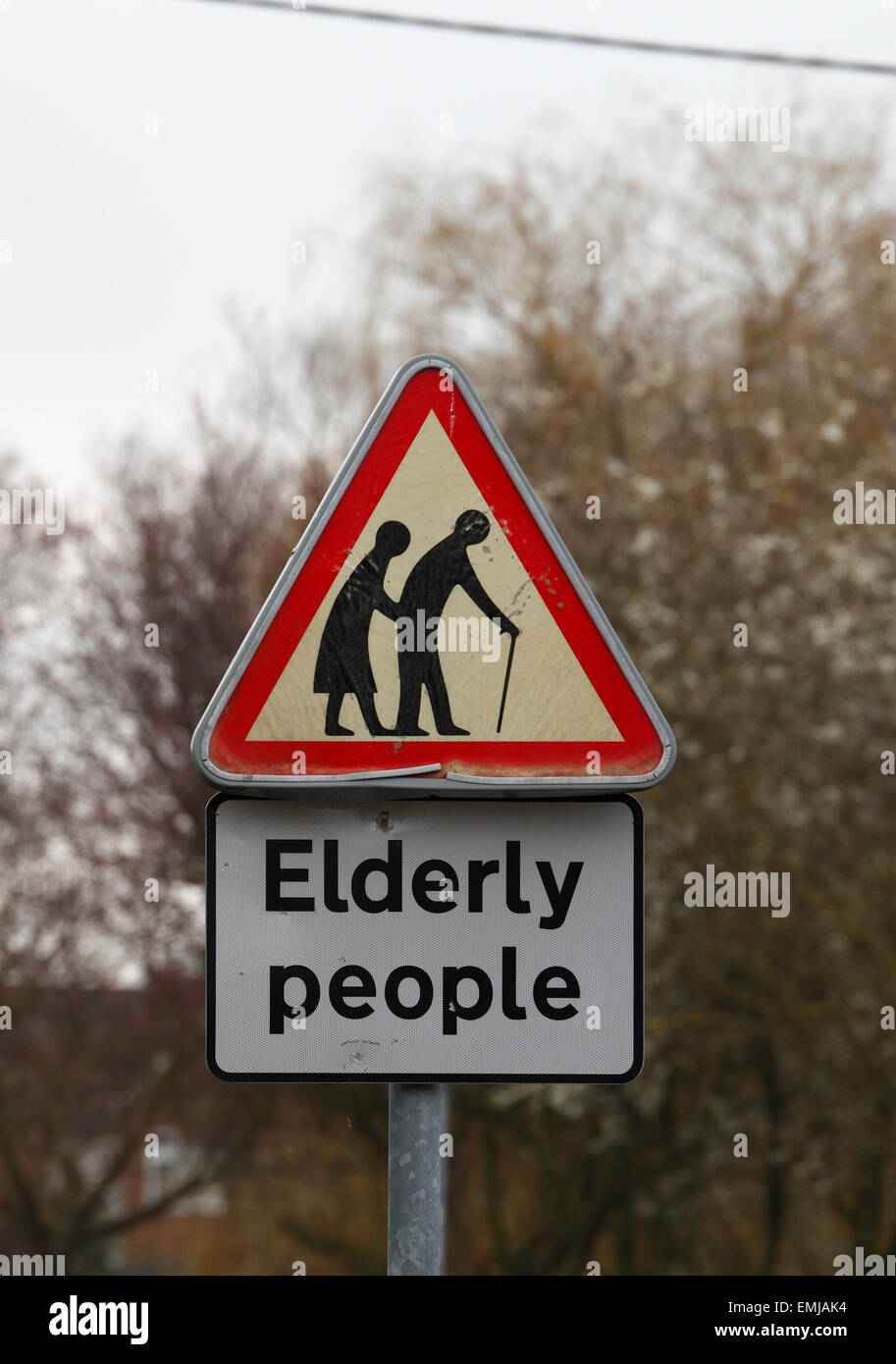 'Elderly People' warning road sign. Stock Photo