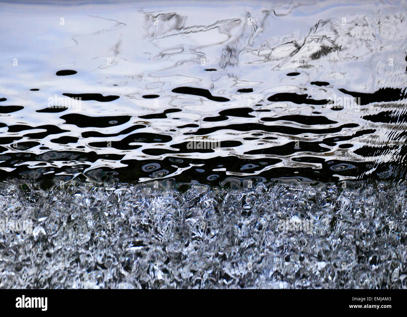 Fresh water running over a small waterfall. Stock Photo