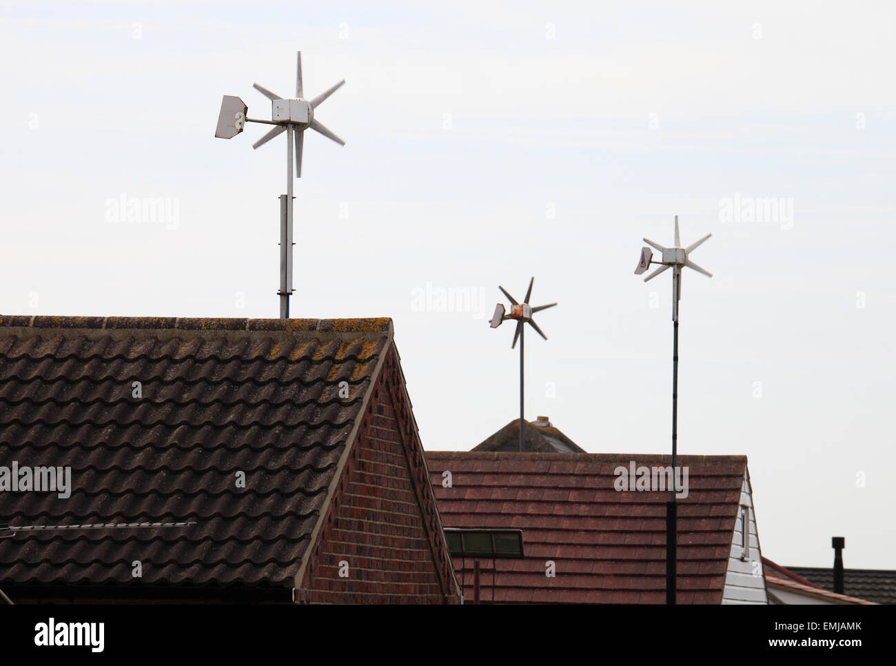 Household wind turbines. Stock Photo