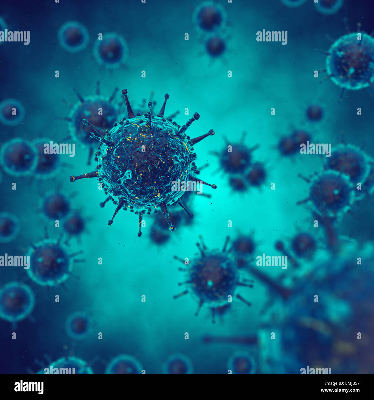 Viruses in infected organism , viral disease epidemic Stock Photo