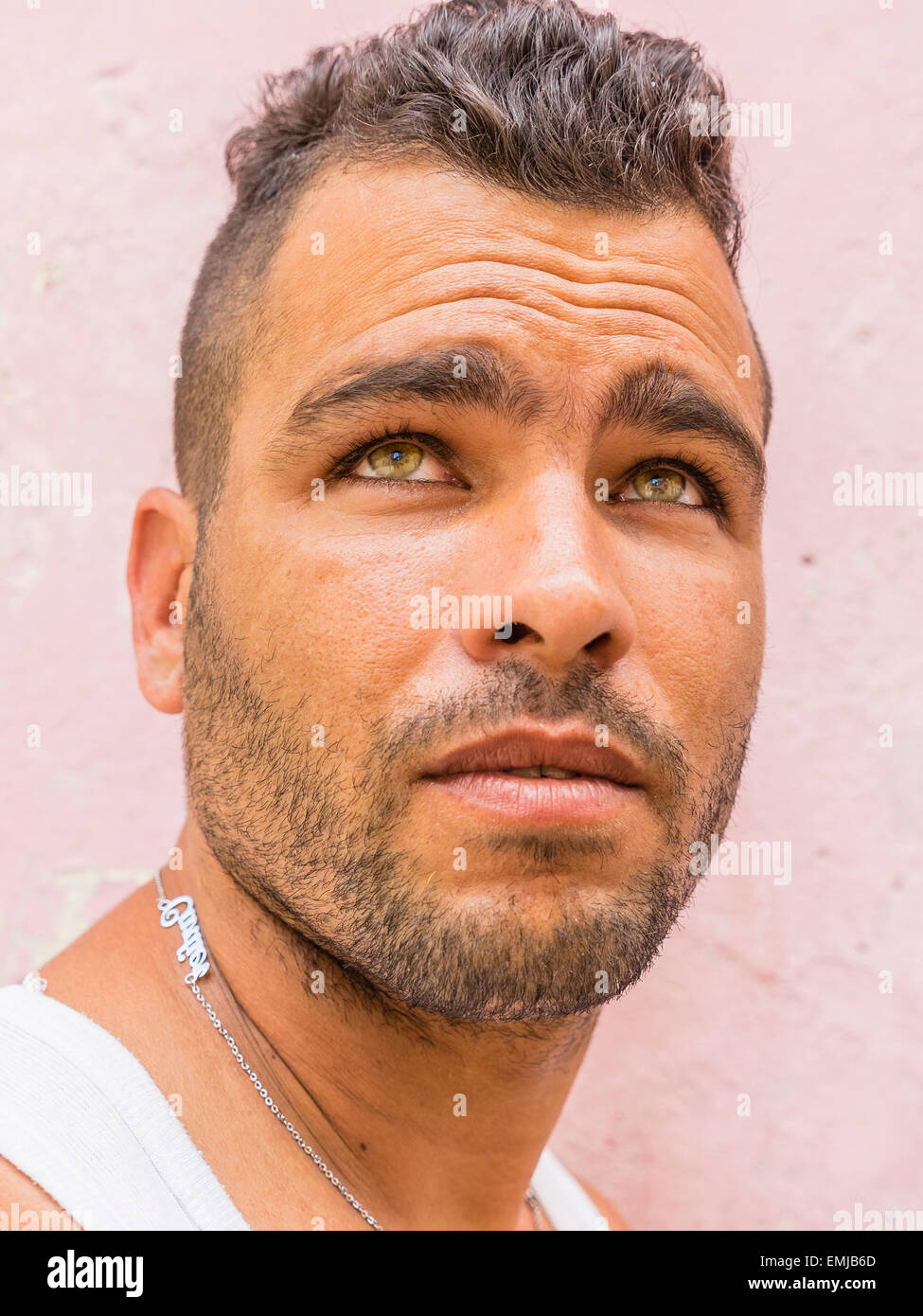 close-up of the face of a 20-29 year old hispanic cuban male with a