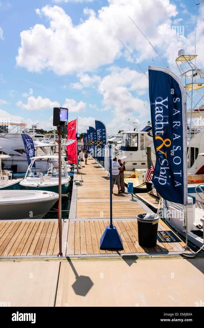 New boats on sale at the Suncoast boat show at the downtown waterfront