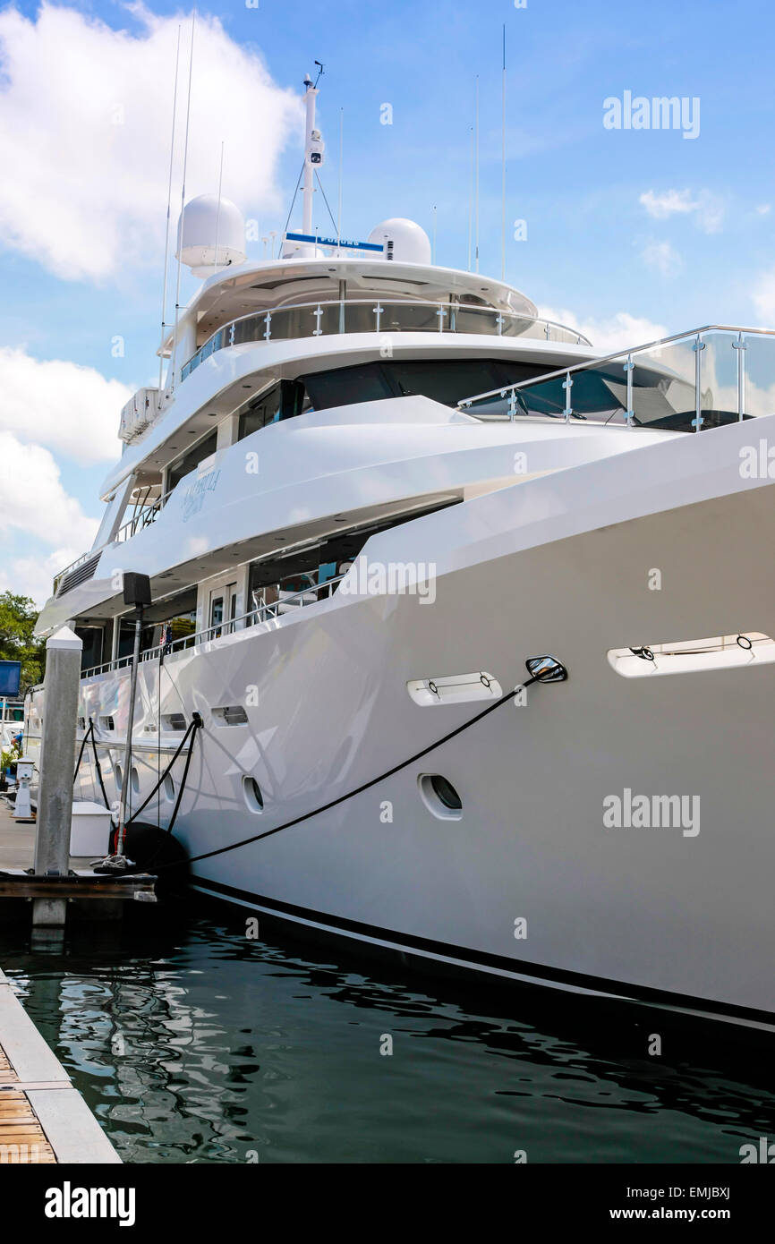 $17.5m will buy you this ship on sale at the Suncoast  boat show at the downtown waterfront Marina Jack in Sarasota Florida Stock Photo