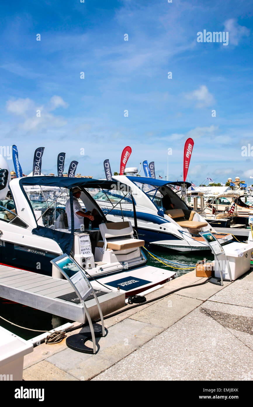 New boats on sale at the Suncoast boat show at the downtown waterfront
