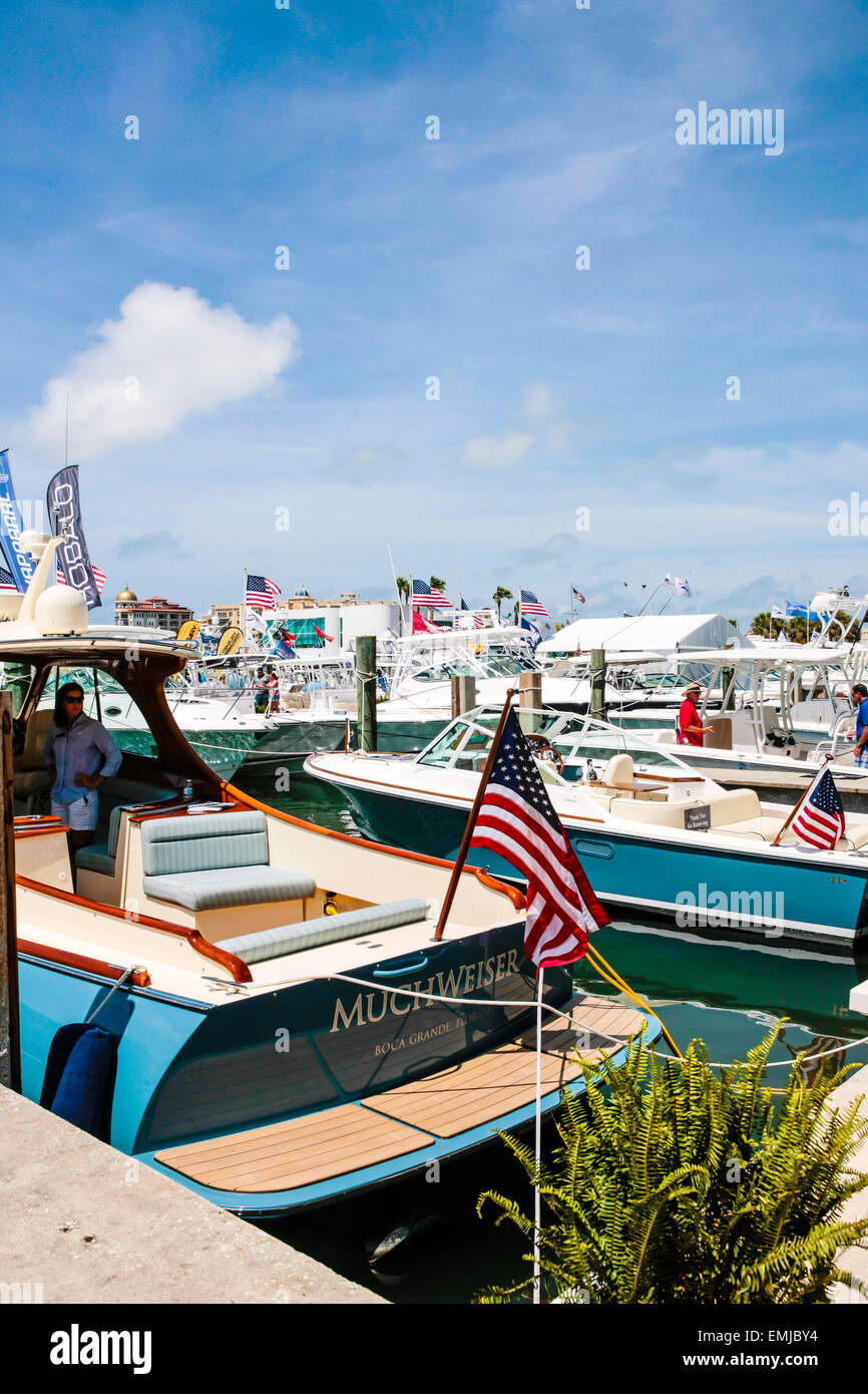 New boats on sale at the Suncoast boat show at the downtown waterfront