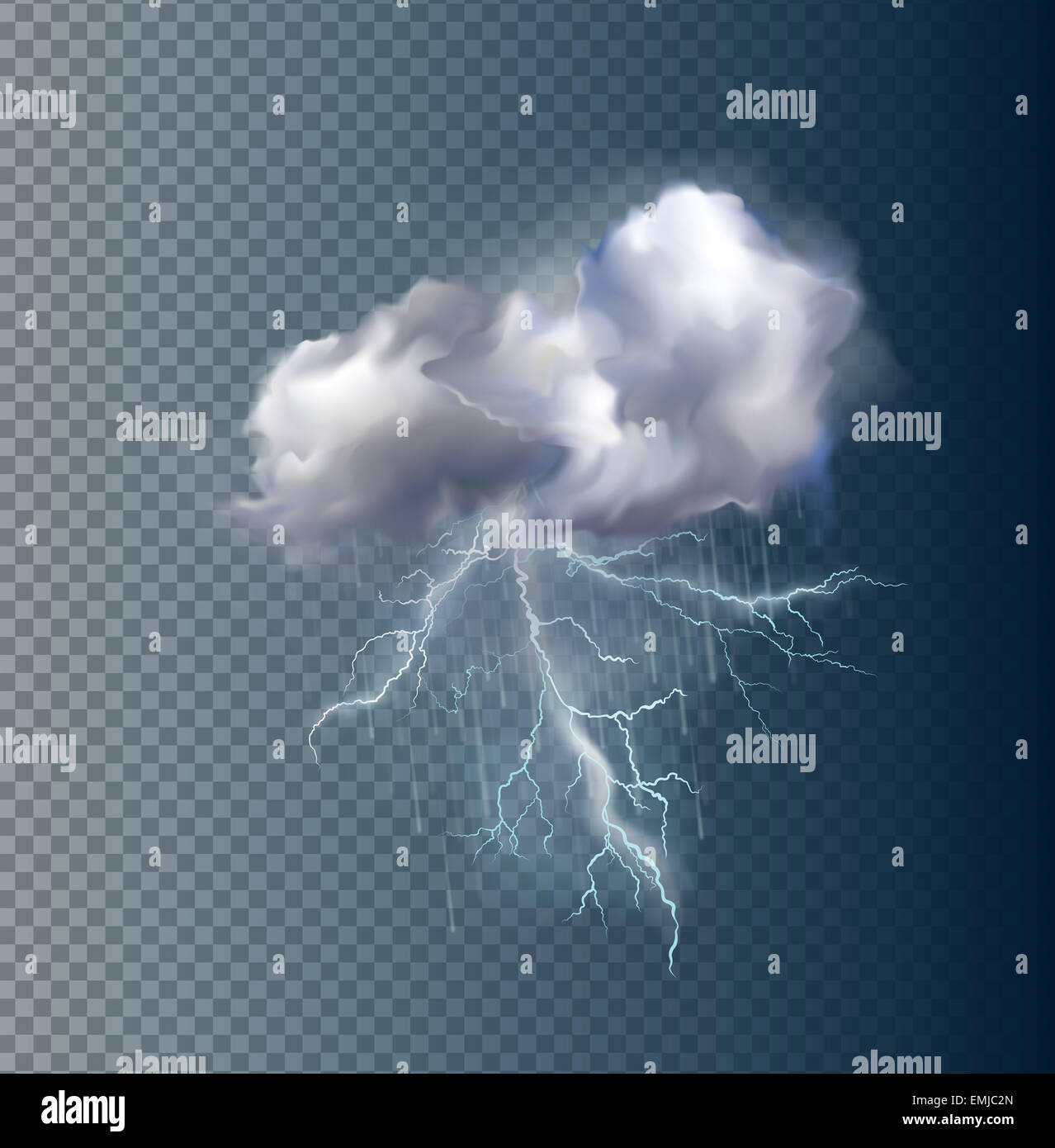 Vector cloud and lightnings Stock Photo - Alamy
